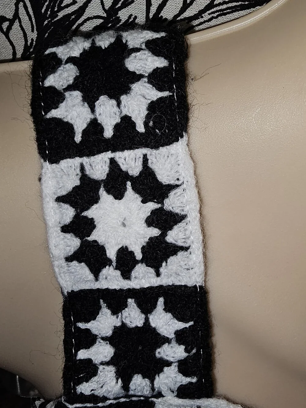 Btween Black & White Check Crochet-Trim Kids Top Sz 8